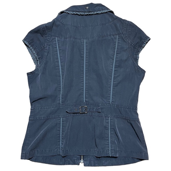 Dusol-ciel Charcoal Gray Zip Ruffle Edge Vest Sz 11/M - Picture 2 of 13